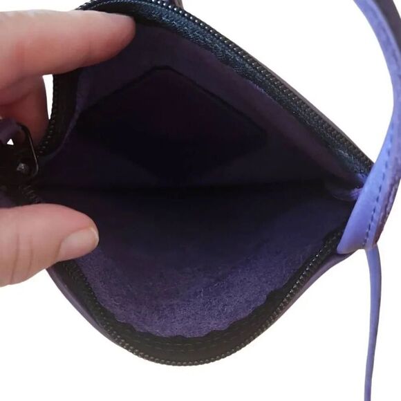 Purple bohemian leather crossbody bag - Picture 3 of 3